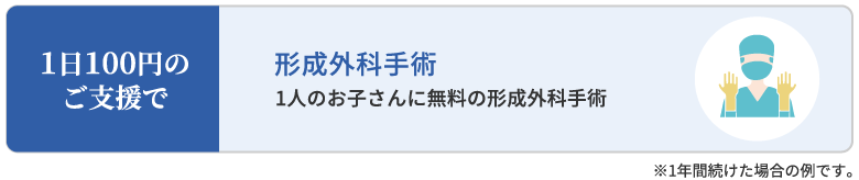 1日100円のご支援で 形成外科手術